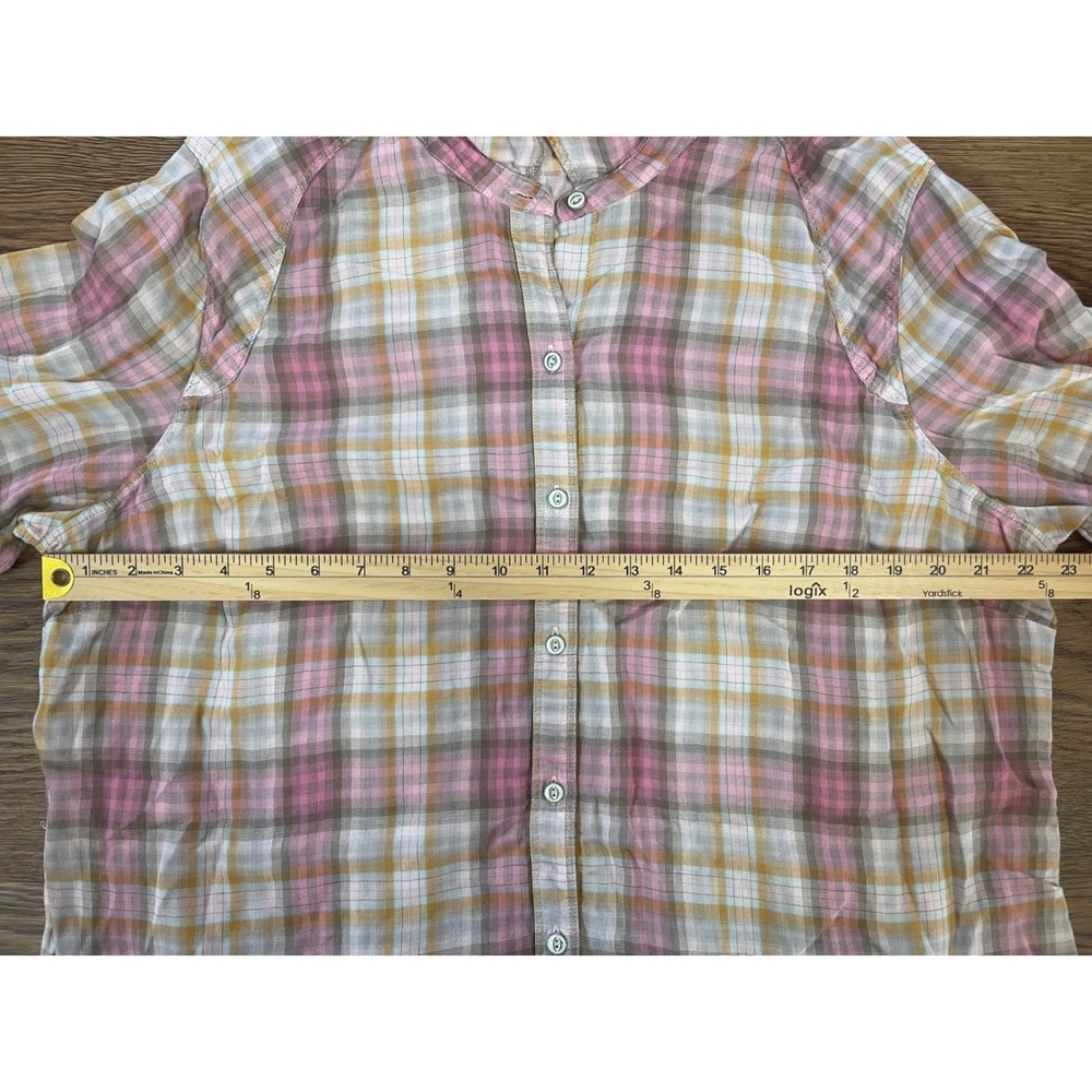 Eddie Bauer Womens XXL Pink Orange Plaid Long Sleeve Cotton Button Down Shirt - Picture 5 of 5